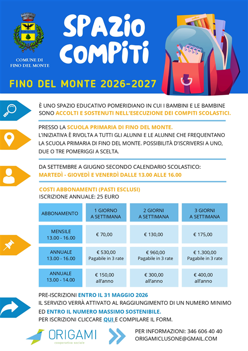 Spazio compiti scuola primaria